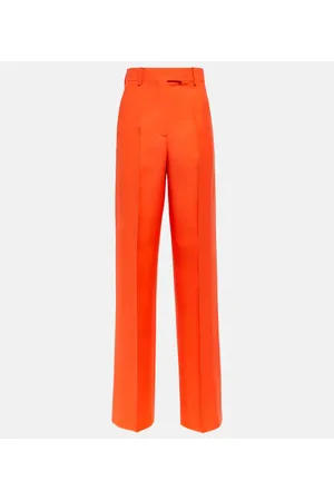 VALENTINO Pantalones rectos en lana de tiro alto