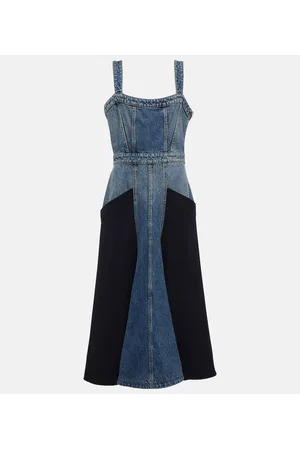 Chloé Chloé Vestido midi en denim con paneles