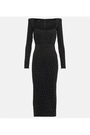 ALEX PERRY Vestido midi Tiernan de crepé adornado