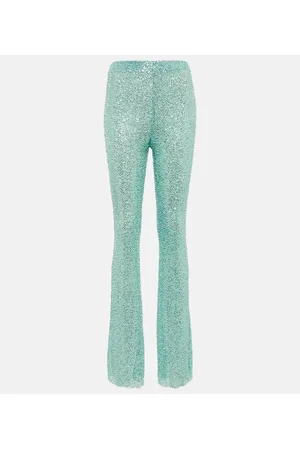 Self-Portrait Pantalones flared de rejilla con cuentas