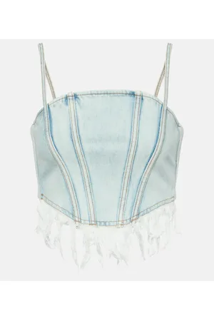 Alessandra Rich Bustier de denim desgastado