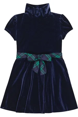 Ralph Lauren Vestido corto de terciopelo con fajín
