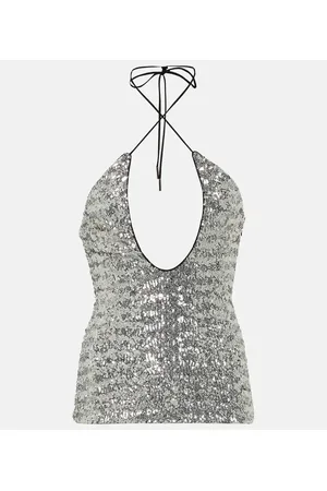 The Attico Top Alix de tul con lentejuelas