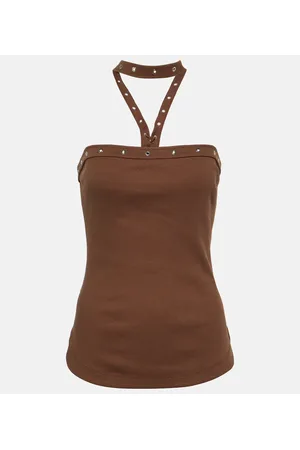The Attico Top de punto acanalado con cuello halter