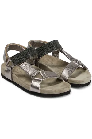 Brunello Cucinelli Sandalias de piel metalizada
