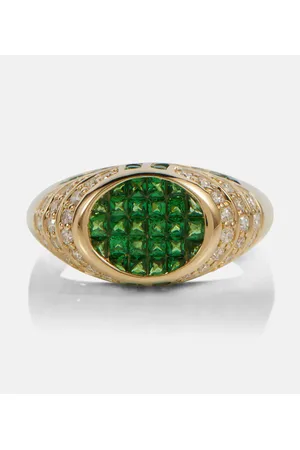 Rainbow K Anillo Lady Emerald de oro de 14 ct con esmeraldas y diamantes