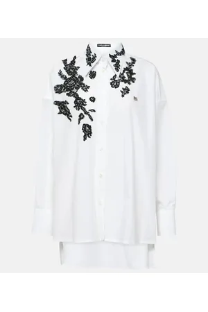 Dolce & Gabbana Camisa de popelín de algodón con encaje