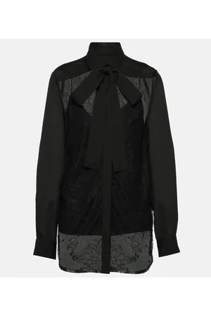 Elie saab Blusa de mezcla de seda con encaje