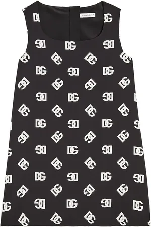 Dolce & Gabbana Vestido midi de mezcla de seda con logo