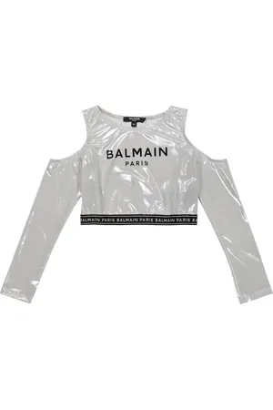 Balmain Top de hombros descubiertos con logo