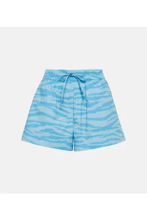 Ganni Shorts de algodón con estampado de cebra