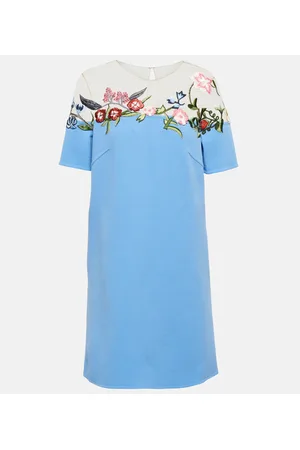 Oscar de la Renta Vestido corto en mezcla de lana bordado