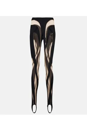 MUGLER Leggings de malla y punto fino