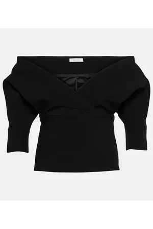 Salvatore Ferragamo Top de gabardina de mezcla de lana