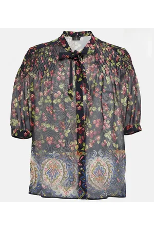Etro Top de seda estampado con lazada
