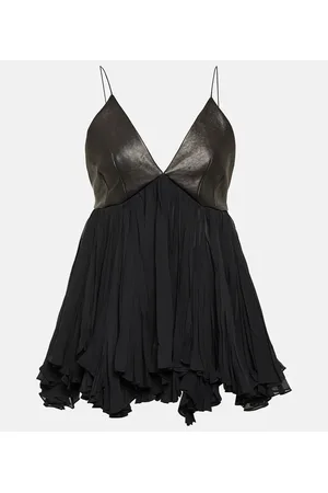 Khaite Top Anita de seda con piel
