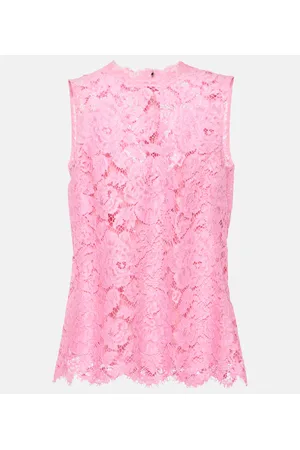 Dolce & Gabbana Top de encaje en crepé de china floral