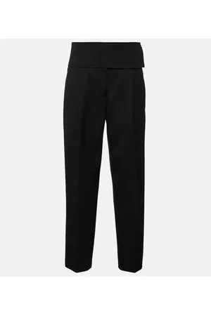 Jil Sander Pantalones anchos de lana con tiro alto