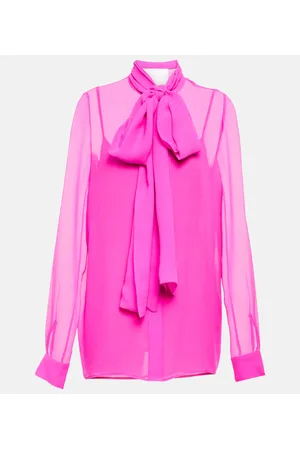 Costarellos Blusa Quinn de chifón de seda con lazada