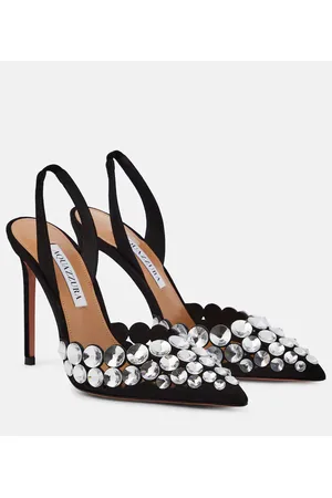 Aquazzura Salones destalonados Maxi-Tequila de ante adornados