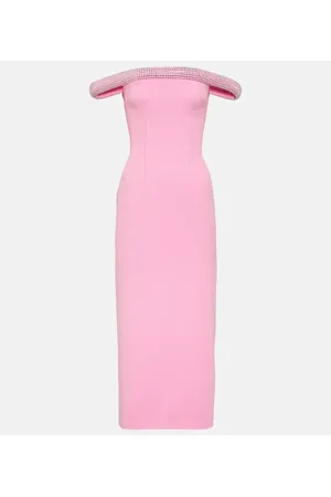 DAVID KOMA Vestido midi de cady con cristales