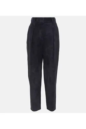 Brunello Cucinelli Pantalones en ante de tiro alto