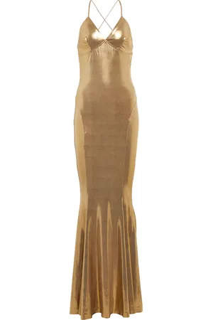 Norma Kamali Vestido de fiesta lamé con cola de pez