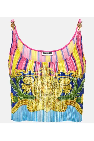 VERSACE Crop top Medusa Palm Springs plisado