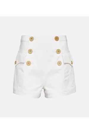 Balmain Shorts de denim de tiro alto