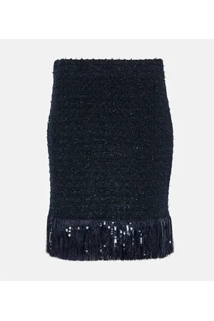 Oscar de la Renta Minifalda de tweed con flecos