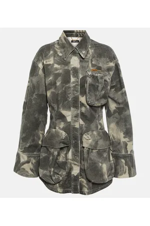 BLUMARINE Chaqueta en denim estampada con cinturón