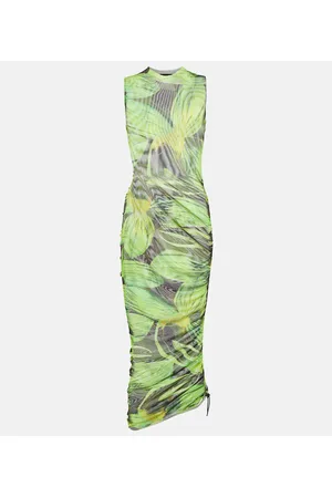 Louisa Ballou Vestido midi Heatwave de malla estampado