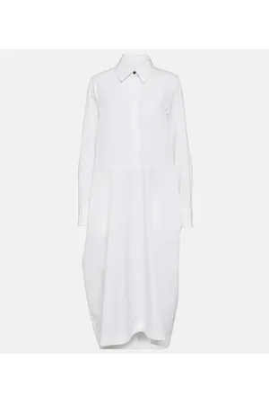 Jil Sander Vestido camisero en popelín de algodón