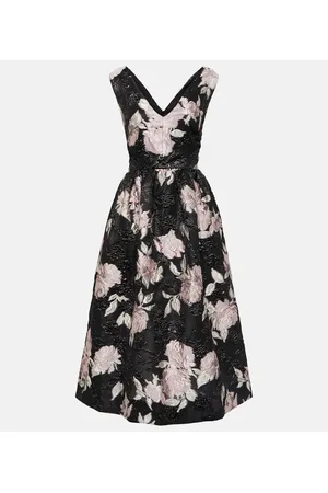 MONIQUE LHUILLIER Vestido midi en jacquard floral