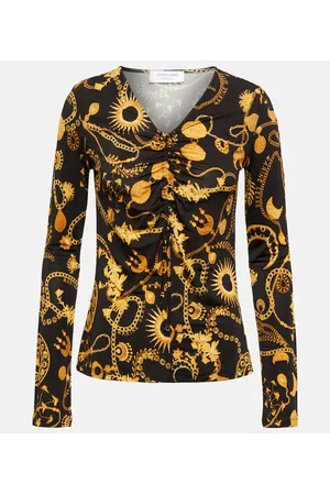 Marine Serre Top estampado con volantes