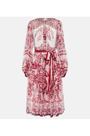 Dolce & Gabbana Vestido midi en chifón de seda estampado