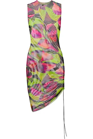 Louisa Ballou Vestido corto fruncido estampado