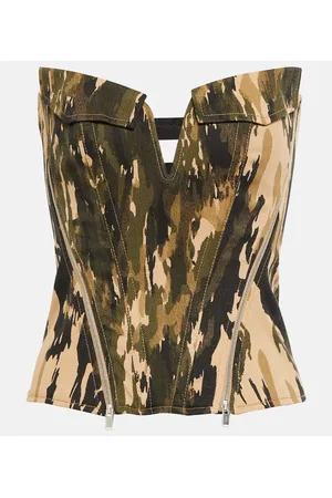 DION LEE Top corsé de sarga estampado