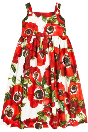 Dolce & Gabbana Vestido de popelín de algodón floral
