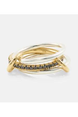 SPINELLI KILCOLLIN Anillo Tigris de oro de 18 ct y plata de ley con diamantes negros