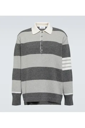 Thom Browne Polo en jacquard de lana a rayas