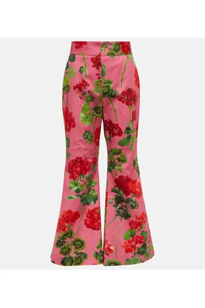 Oscar de la Renta Pantalones flared de algodón floral
