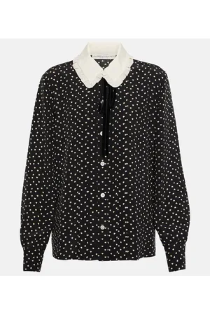 Alessandra Rich Blusa de mezcla de seda con lunares