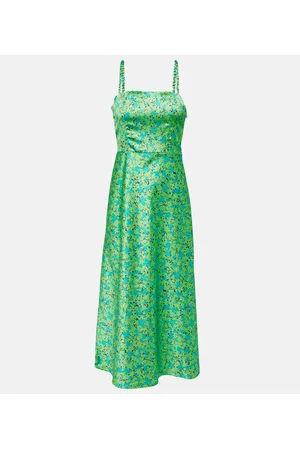 ROTATE Vestido midi de satén floral