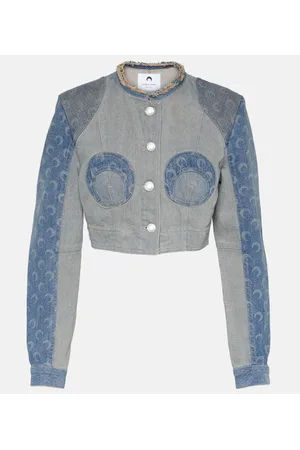 Marine Serre Chaqueta Regenerated en denim cropped