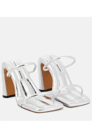 Proenza Schouler Sandalias Square Slide de piel metalizada