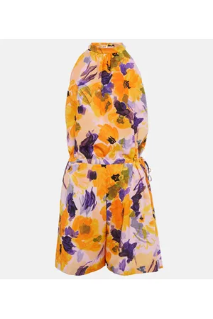 DRIES VAN NOTEN Mono floral con cuello halter