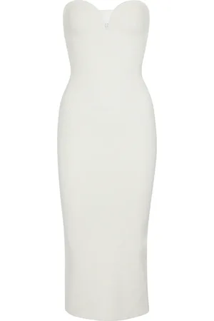 GALVAN Vestido midi Thalia sin tirantes