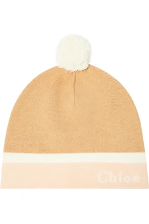 Chloé Chloé Kids Gorro de algodón y lana con logo