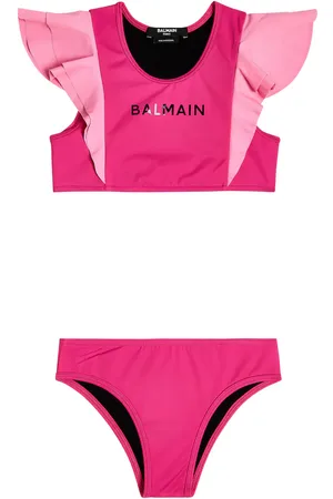Balmain Bikini con volantes y logo
